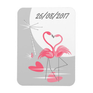 Ímã Flamingo Love Large Moon Date flexível