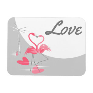 Ímã Flamingo Love Large Moon Love Magnífico