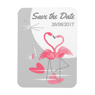Ímã Flamingo Love Large Moon Save Date (A Lua Grande G
