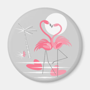 Imã Flamingo Love Magnet round