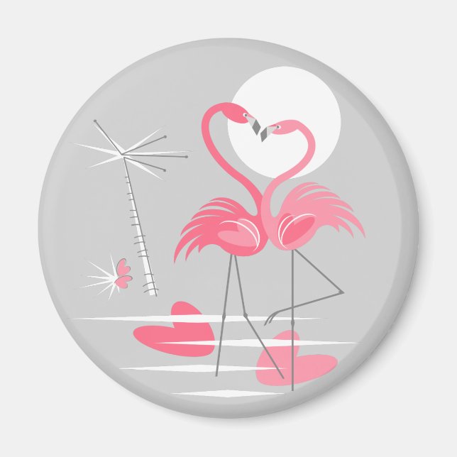Imã Flamingo Love Magnet round (Frente)