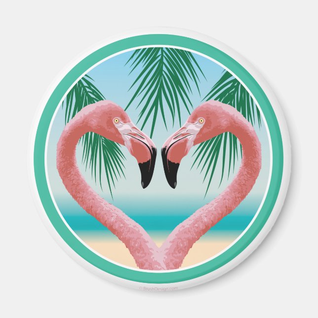 Imã Flamingo Love (Namorados Tropical) (Frente)