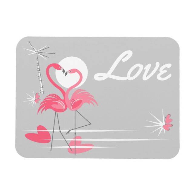 Ímã Flamingo Love Side Love (Horizontal)