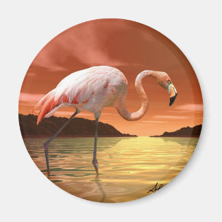 Imã Flamingo Magnet, Rosa,