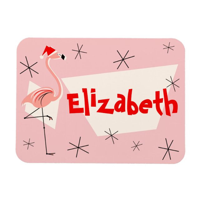 Ímã Flamingo Papais noeis Cor-de-rosa flexível (Horizontal)