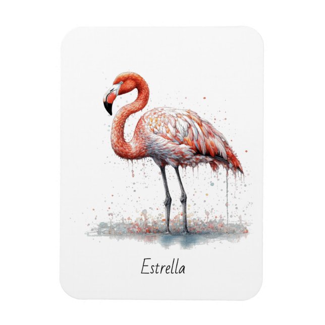 Ímã Flamingo Radiance: Watercolor Flamingo, personaliz (Vertical)