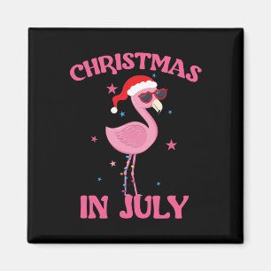 Imã Flamingo Rosa Com Chapéu De Papai Noel Garota Do N