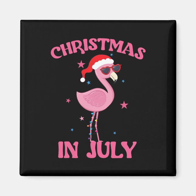 Imã Flamingo Rosa Com Chapéu De Papai Noel Garota Do N (Frente)