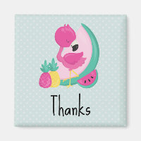 Flamingo rosa com melancia e abacaxi