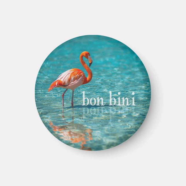 Imã Flamingo rosa ilhas abc (Frente)