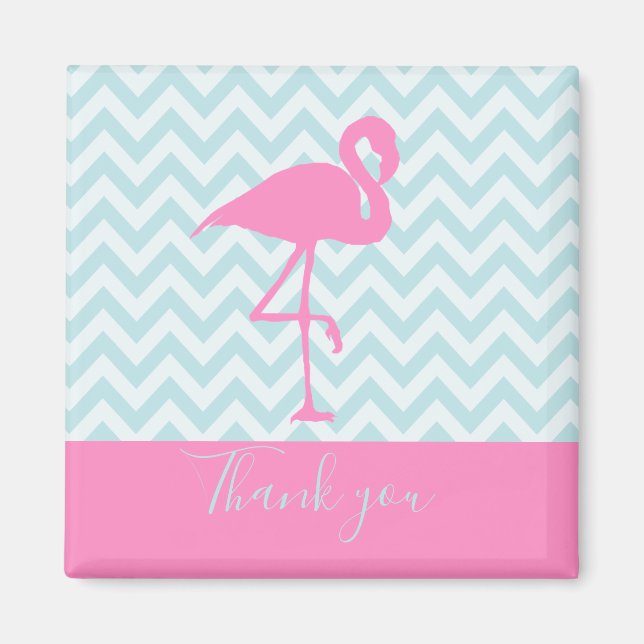 Imã Flamingo Rosa Moderno, Obrigado (Frente)