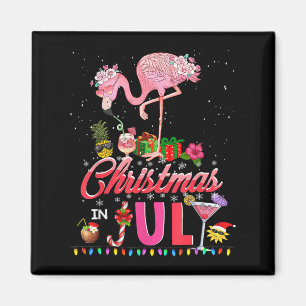 Imã Flamingo Rosa No Natal No Natal Em Camisetas De Ju