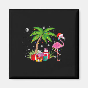 Imã Flamingo Rosa Palmeira de Natal Tropical Xmas Fu