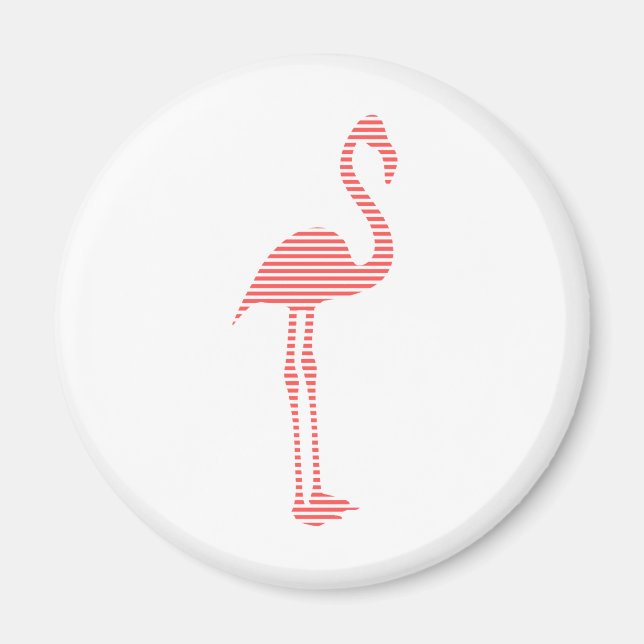 Imã Flamingo - tiras - rosa e branco. (Frente)