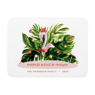 Ímã Flamingo tropical de Natal, botânico da palma 