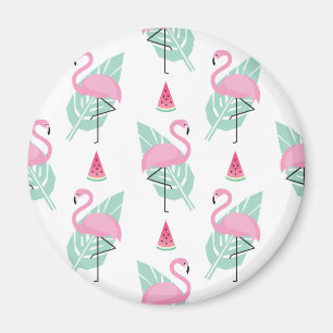Imã Flamingo & Watermelon Pastel Pattern