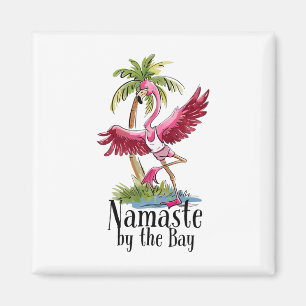 Imã Flamingo Yoga Namaste Pelos Coqueiros Praia Vi