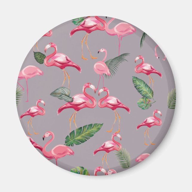 Imã Flamingos Amam o Padrão 6 (Frente)