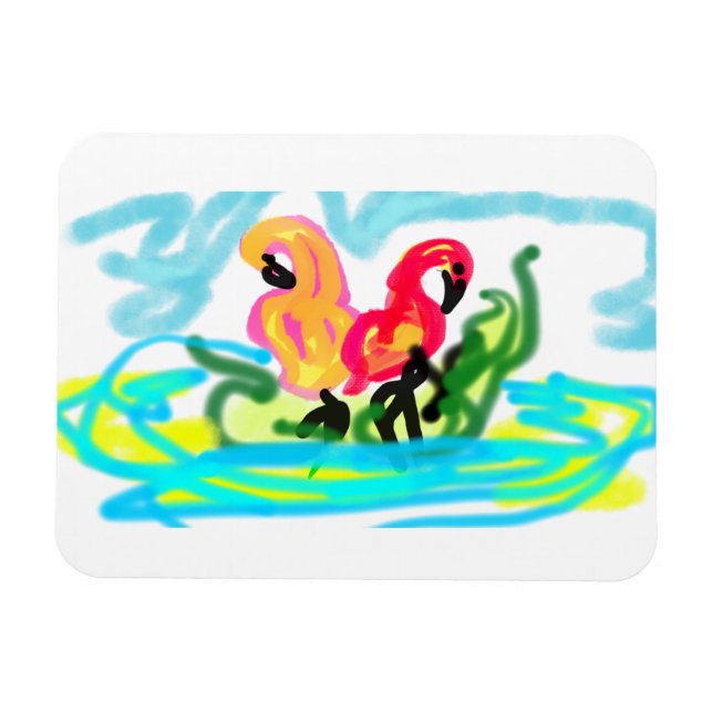 Ímã Flamingos cor-de-rosa adoráveis de verão  (Horizontal)