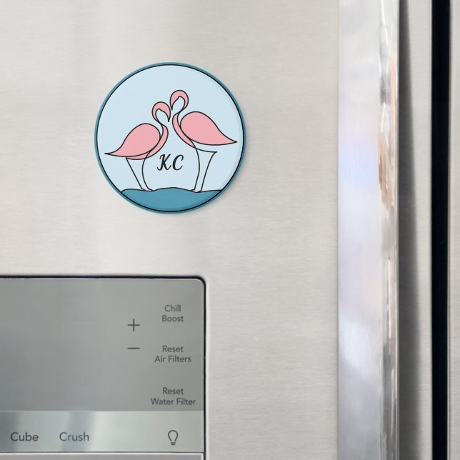 Imã Flamingos cor-de-rosa, Monogramas Art ou Photo Kit (In Situ (Fridge))