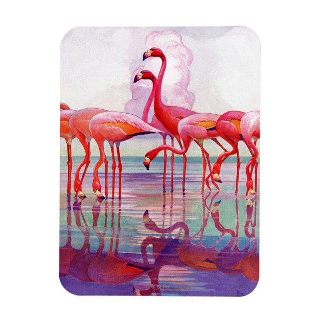 Ímã Flamingos cor-de-rosa por Francis Lee Jaques (Vertical)