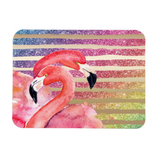 Ímã Flamingos de Aquarela Douradas