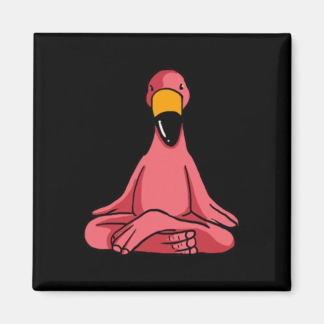 Imã Flamingos de Yoga Fofos Pássaros de Água Rosa Engr (Frente)