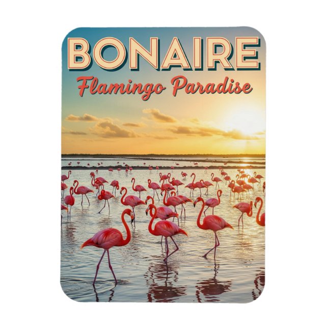 Ímã Flamingos em Bonaire Caribe Holandês (Vertical)