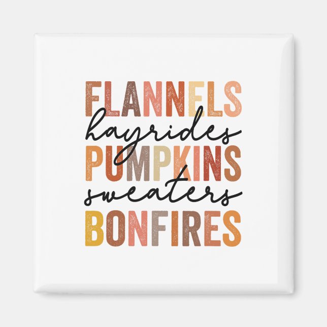 Imã Flannels Hayrides Pumpkins Vintage Sweater Bonfir (Frente)
