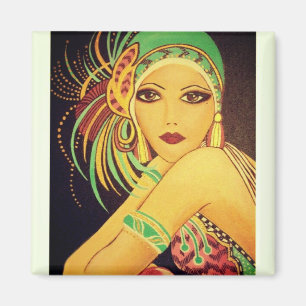Imã Flapper Art Deco Dancer Lady Magnet