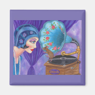 Imã Flapper Girl Roaring Twties Gramophone