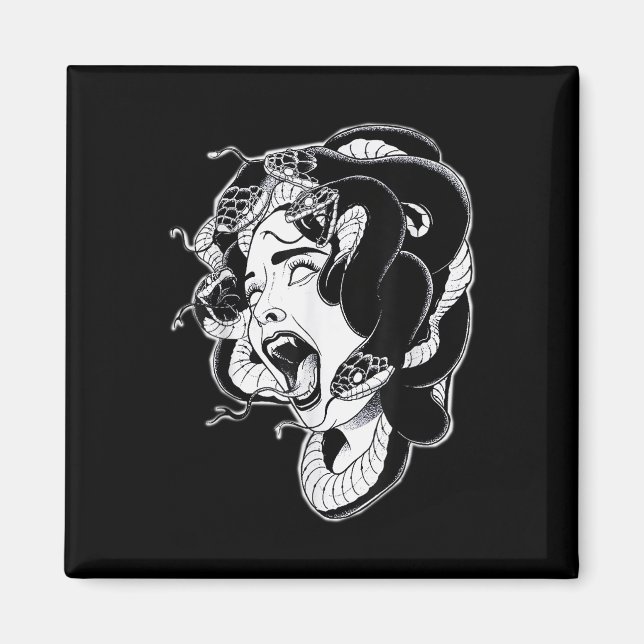 Imã Flash de tatuagem de trabalho negro do Medusa (Frente)