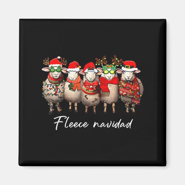 Imã Fleece Navidad Christmas Spanish Sheep Santa Sheep (Frente)