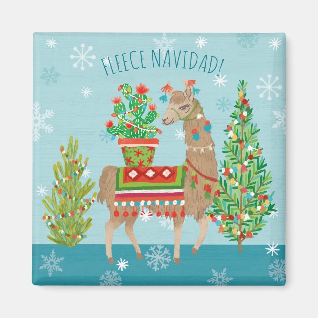 Imã Fleece Navidad | Lindos Llamas Natal (Frente)
