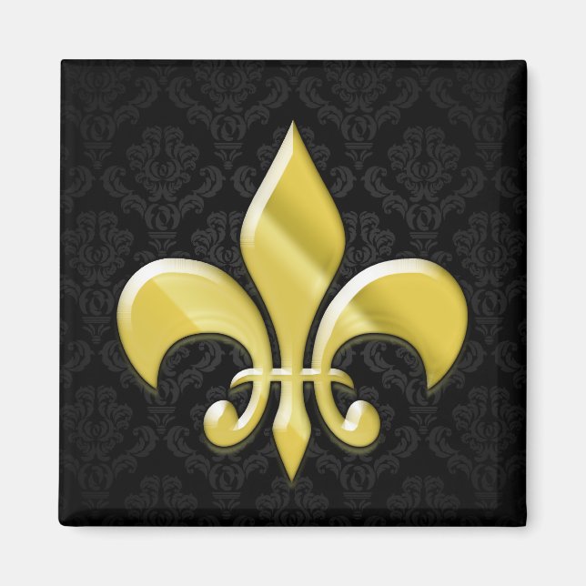 Imã Fleur de Lis (Damasco preto/Dourado) (Frente)