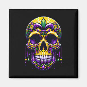 Imã Fleur De Lis Mardi Gras Skull Carnaval de Nova Orl