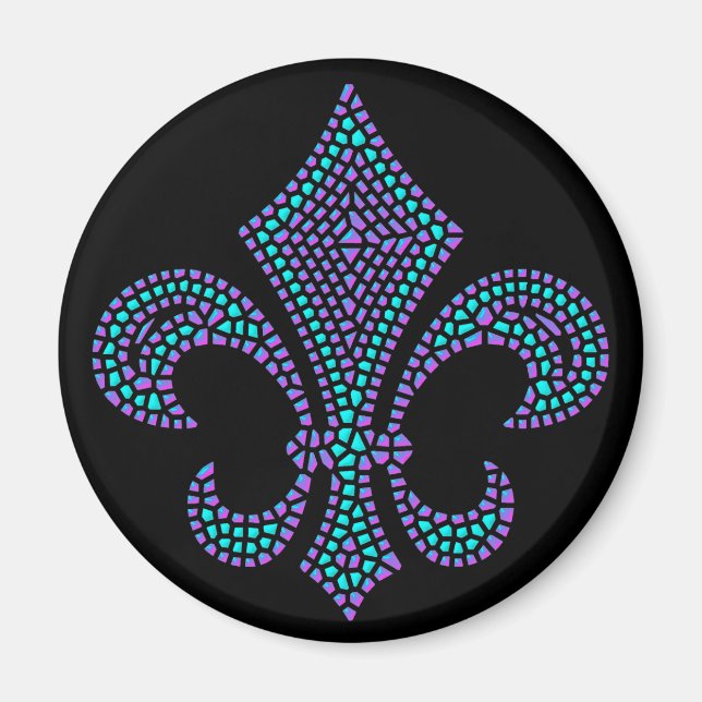 Imã Fleur De Lis Mosaico Bevel Pastel (Frente)