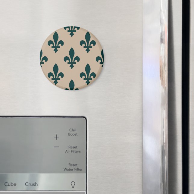 Imã Fleur de Lis Pattern, Real Verde Francês em Creme (In Situ (Fridge))