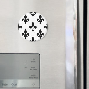 Imã Fleur de Lis Pattern, Royal French, preto em branc