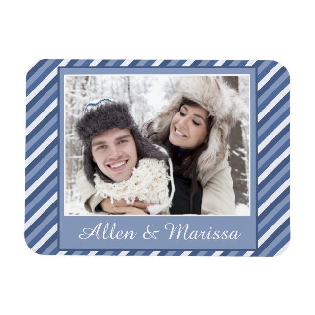 Ímã Flex de Fotografia Personalizada com Faixa Azul (Horizontal)