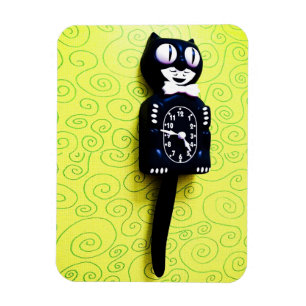 Ímã Flexi Premium de Relógio de Gato Antiquado