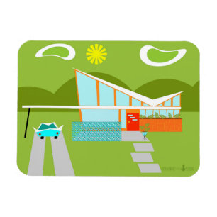 Ímã flexível da casa retro do Palm Springs