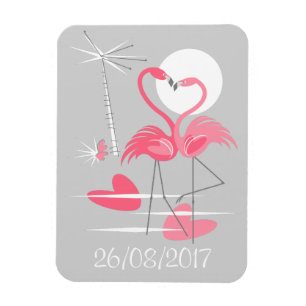 Ímã flexível da data do amor do flamingo