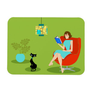 Ímã flexível da mulher retro da leitura