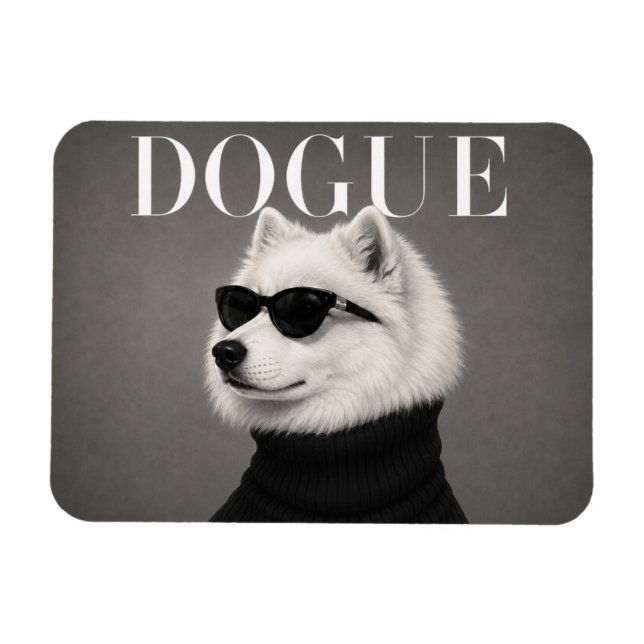 Ímã Flexível de Cachorro Samoyed de Luxo em Moda (Horizontal)