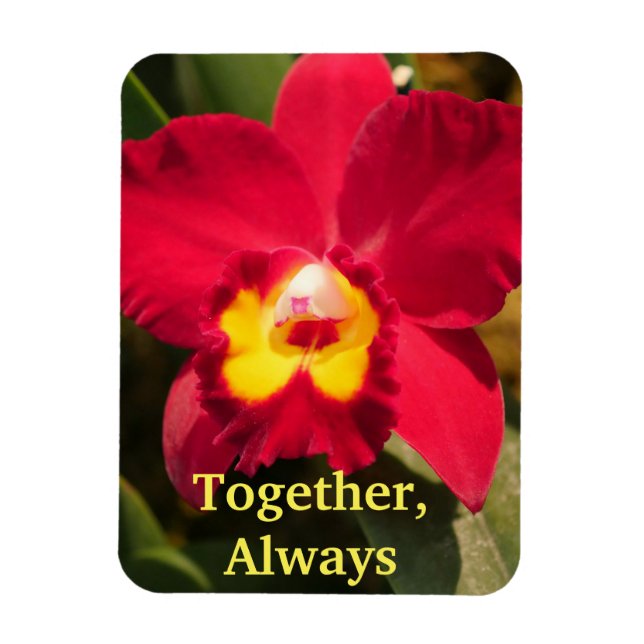 Ímã Flexível de Orquídea Vermelha e Amarela Person (Vertical)