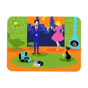 Ímã flexível do casal romântico retro da noite