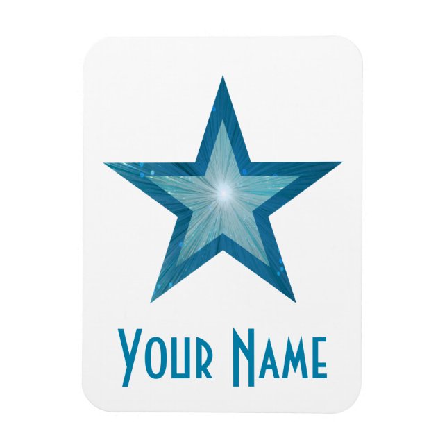 Ímã flexível 'Nome' Estrela Azul branco (Vertical)