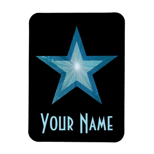 Ímã flexível preto 'Nome' Blue Star (Vertical)