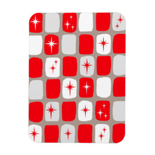 Ímã flexível vermelho retro de Starbursts